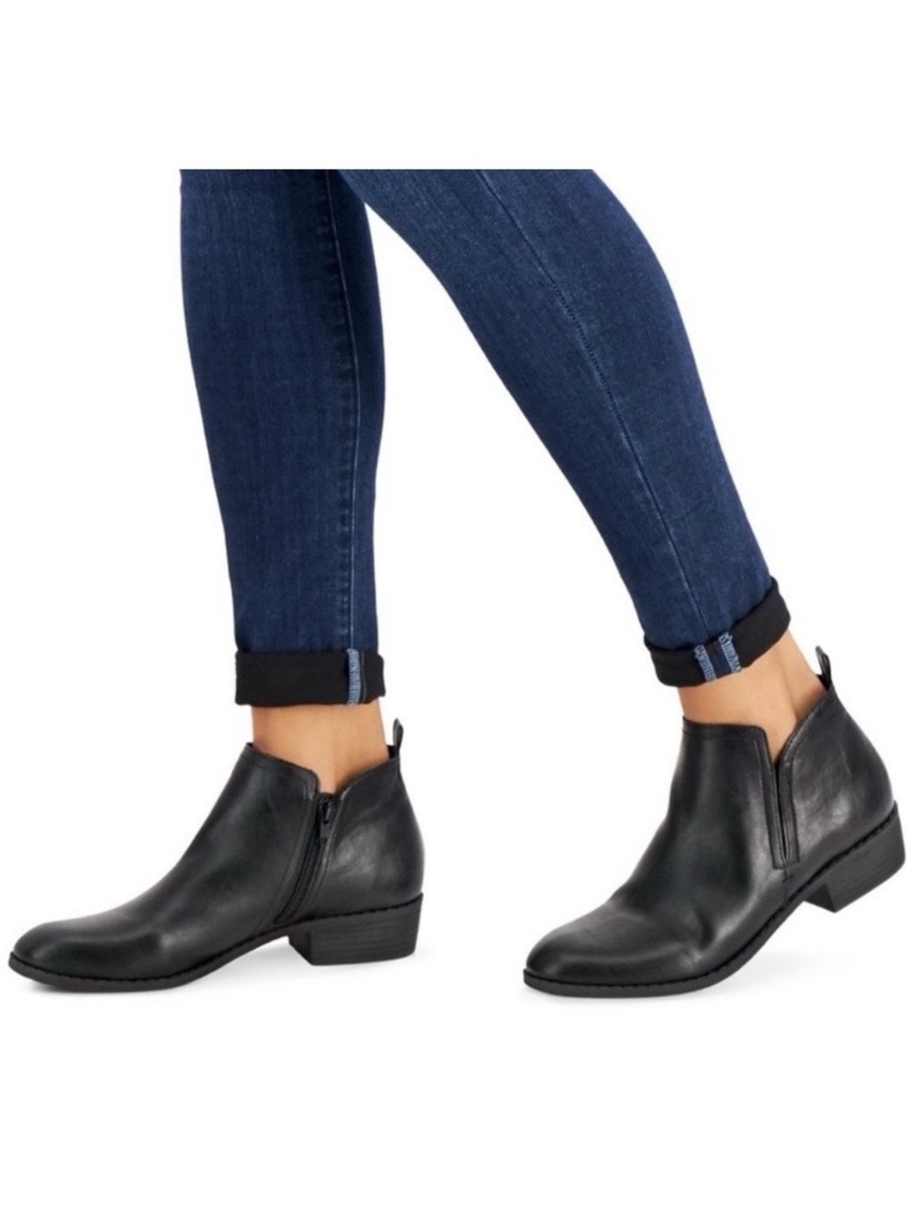 Sun + Stone Women’s Black Leather Ankle Booties